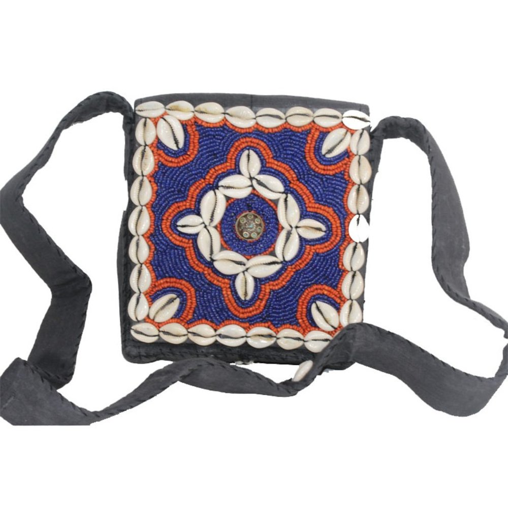 Bermuda Vintage Cowrie Shell & Bead Work Crossbody